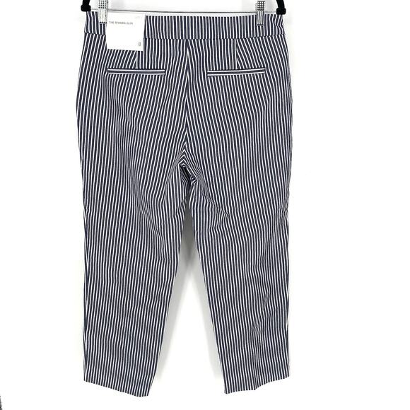 Loft The Riviera Slim Pin Striped Button Front Slacks Pants Women's Size 8 - Picture 2 of 10
